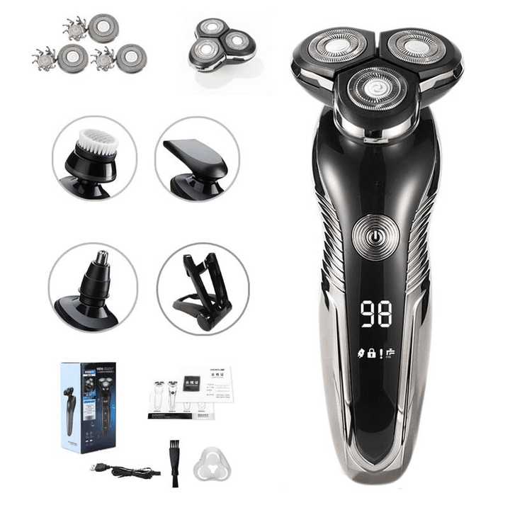Afeitadora eléctrica de precisión para hombre, permite afeitado en húmedo o seco, fácil de usar y limpiar.