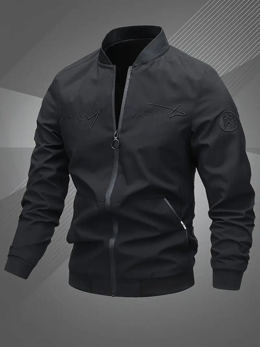 Chaqueta bomber de hombre con cremallera resistente, diseño casual para uso diario.