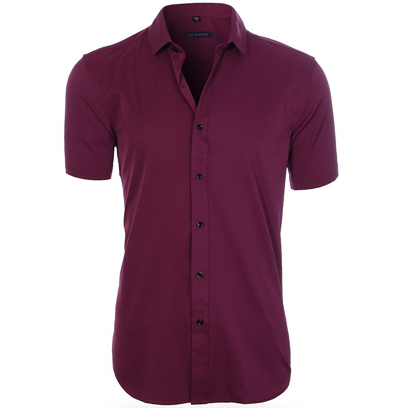 Camisa de oficina hombre, slim fit manga corta. Versátil para el trabajo y eventos de verano.