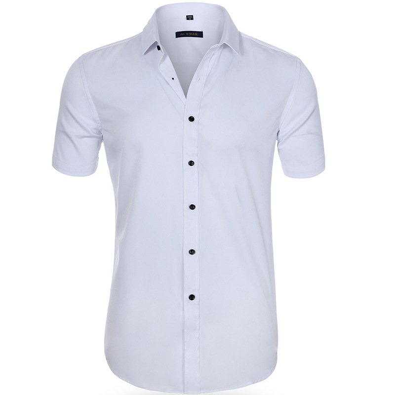 Camisa de hombre entallada manga corta, ideal para verano. Estilo fresco y versátil.