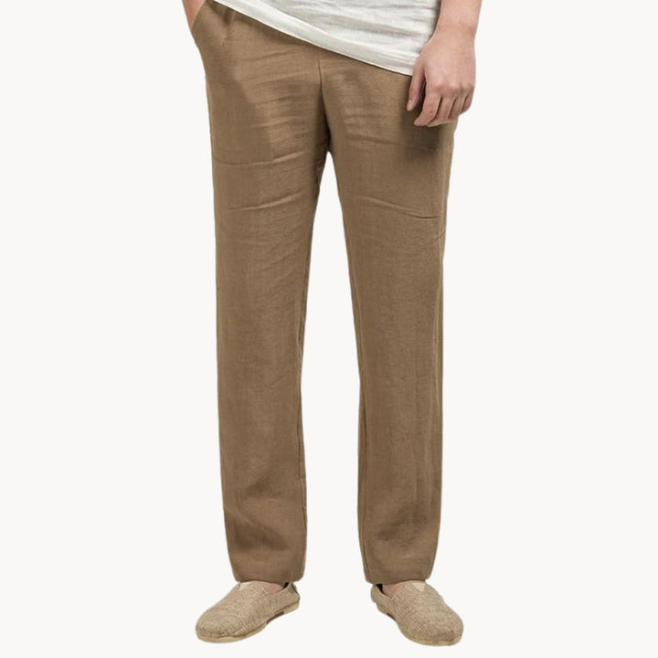 Cómodos pantalones casuales para hombre con diseño de corte recto y cintura elástica. Ropa masculina de verano.
