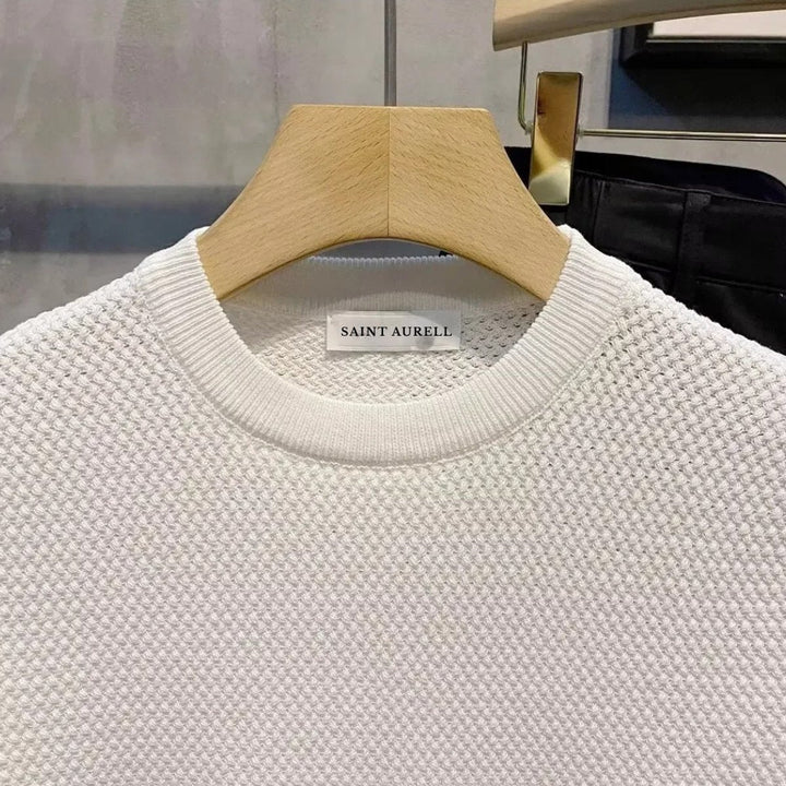 Camisa casual de punto texturizado para hombre. Diseño moderno y holgado en verde o crema, perfecta para el verano.