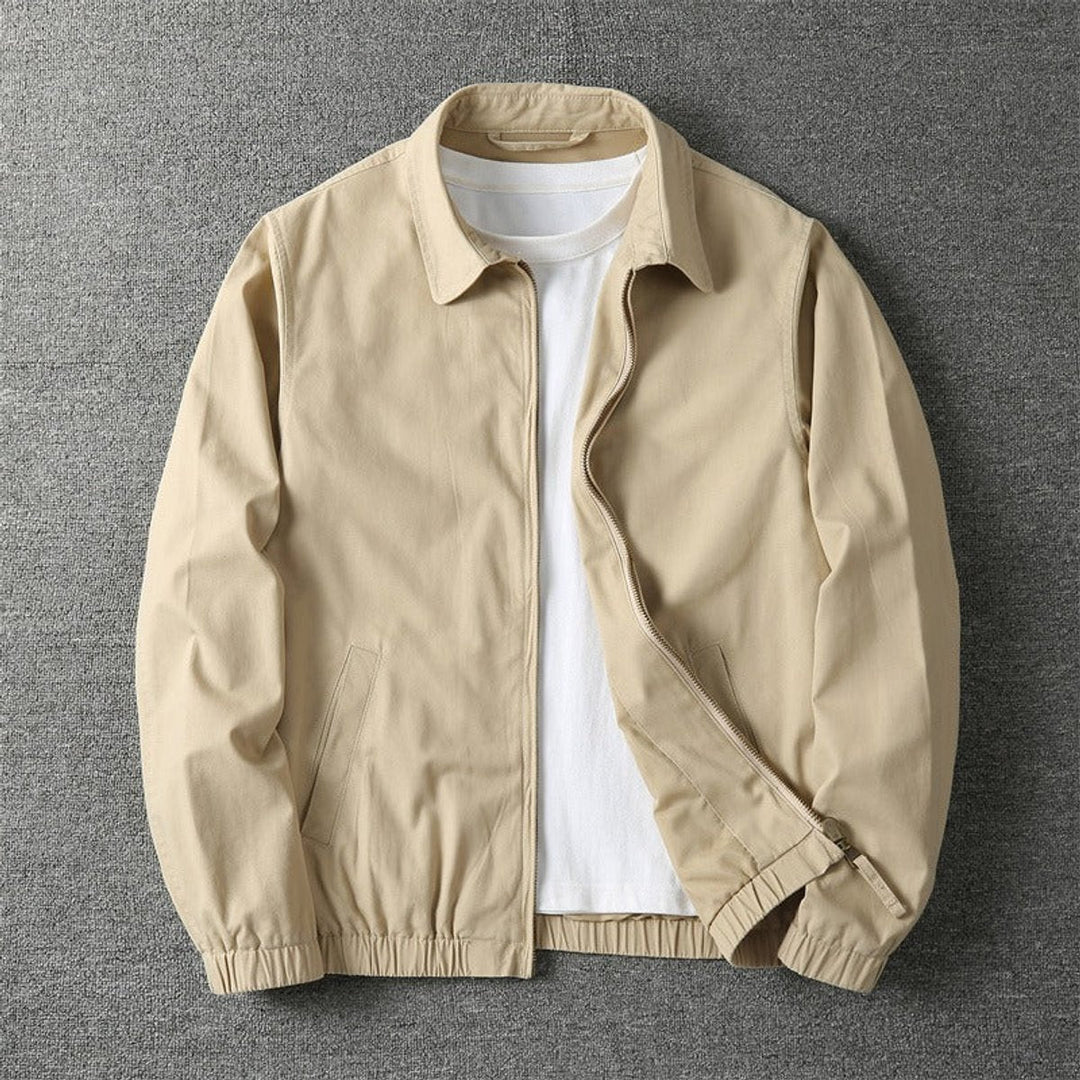 Chaqueta bomber ligera de invierno para hombre, estilo casual, disponible en beige, caqui y azul marino.