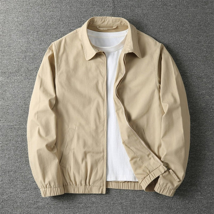 Chaqueta bomber ligera de invierno para hombre, estilo casual, disponible en beige, caqui y azul marino.