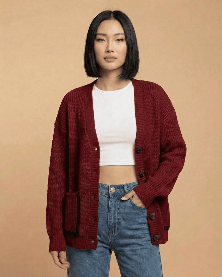 Suéter cárdigan Merano de mujer, elegante y confortable para el día a día, moda femenina con cuello en V.