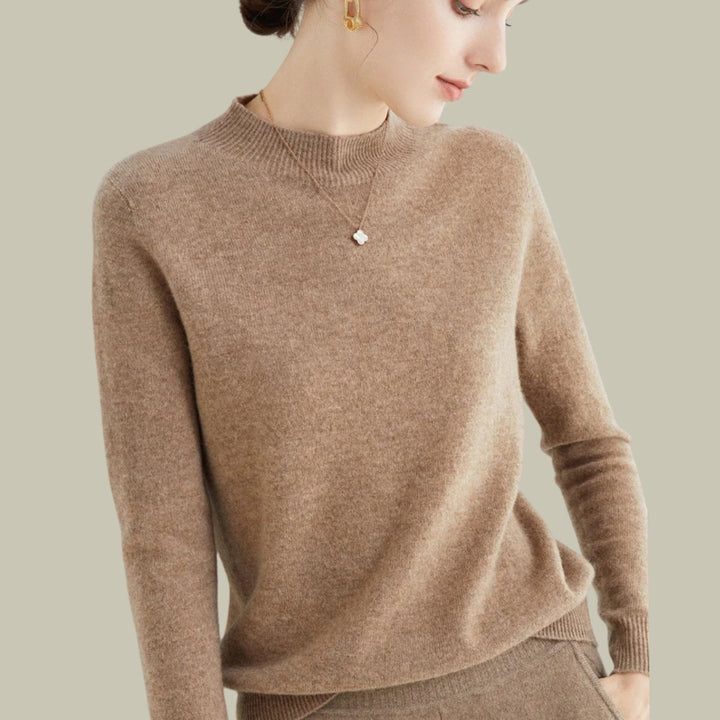 Jersey de cuello alto de lana merina para mujer, perfecto para otoño e invierno.