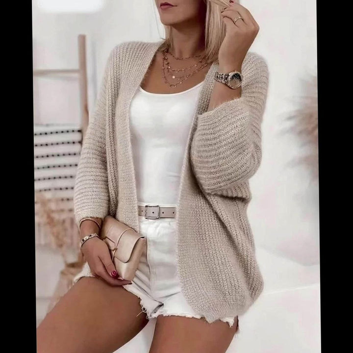 Cárdigan de punto grueso para mujer, ideal para capas. Estilo holgado, abierto y muy cómodo en invierno.