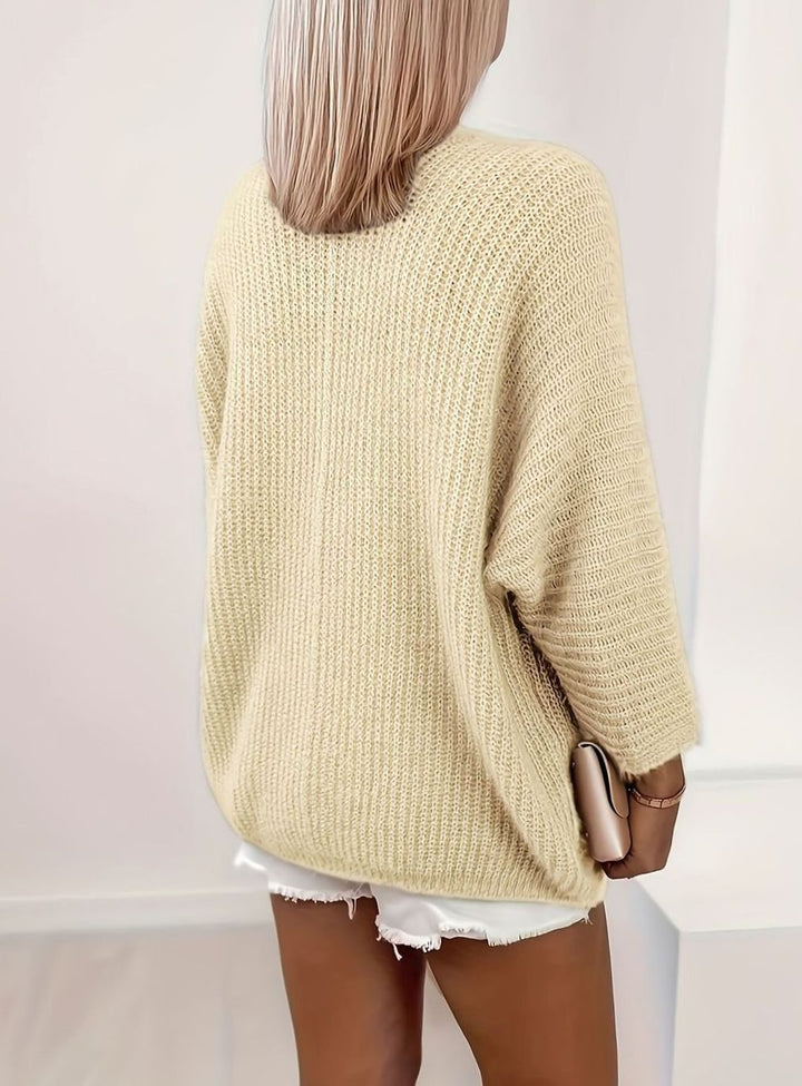 Cárdigan de punto grueso para mujer, tejido suave. Estilo holgado y abierto, moda casual de invierno.