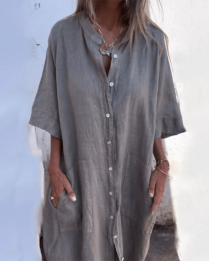 Vestido camisero Ibiza para mujer, estilo bohemio y fresco, ideal para verano y playa. Muy versátil.