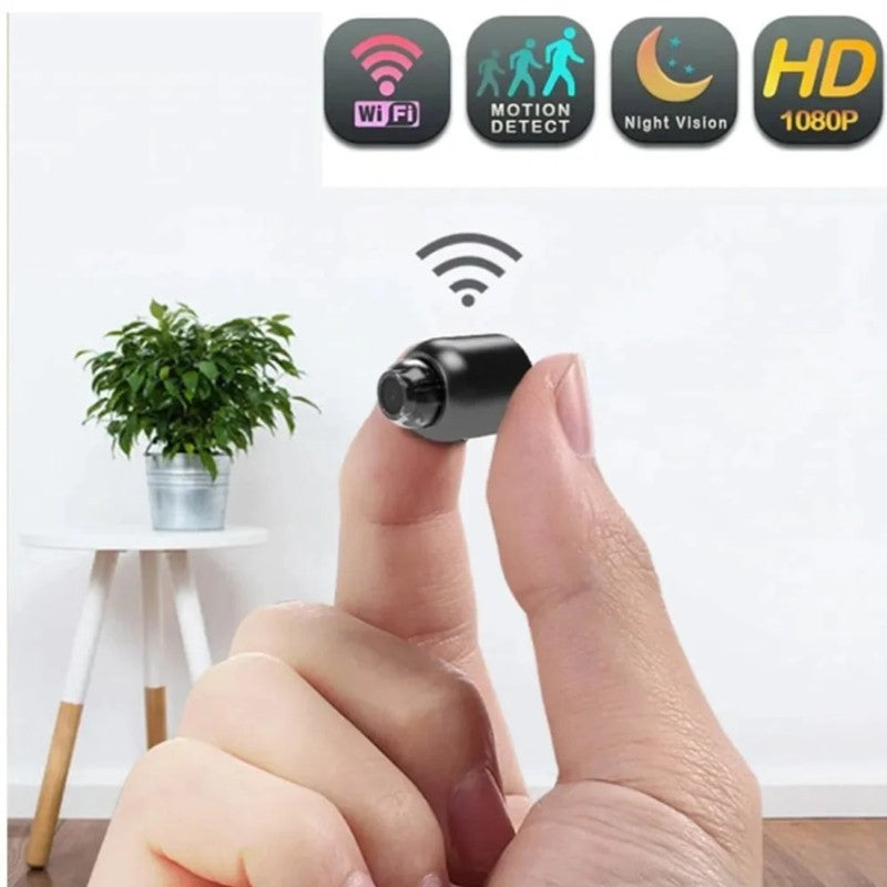 Cámara de vigilancia mini HD 1080p para monitoreo de seguridad inalámbrico y claro.