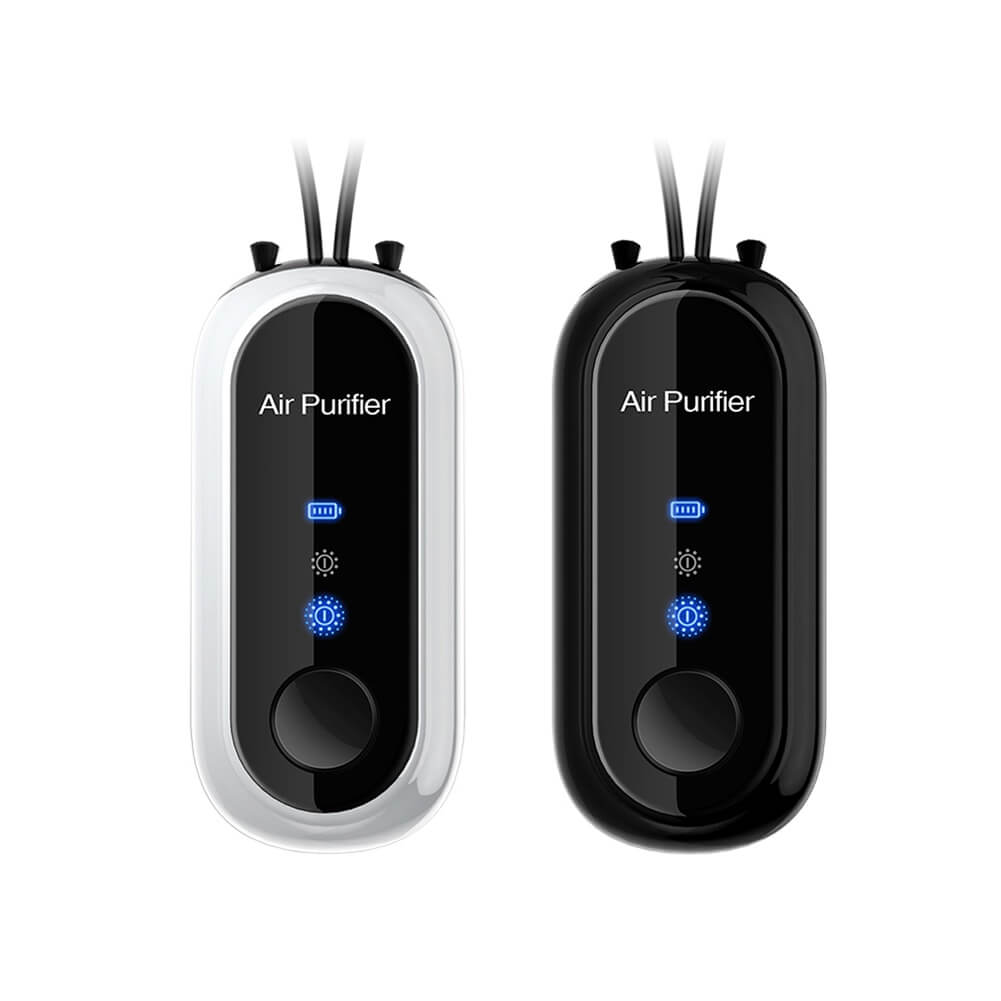 Collar purificador de aire personal portátil con iones negativos. Mejora la calidad del aire para respirar mejor.