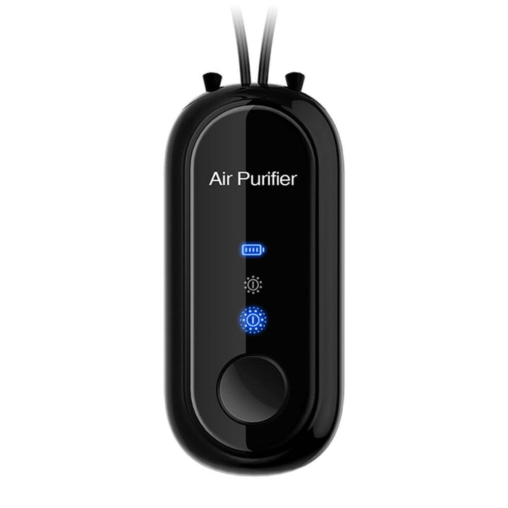Purificador de aire wearable en forma de collar con carga USB. Protege tu espacio con aire limpio y fresco.