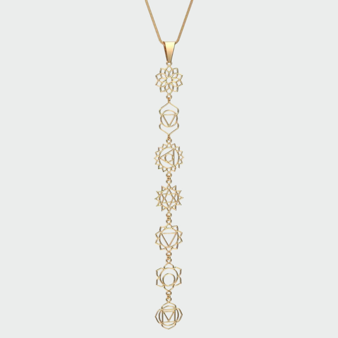 Collar de mujer 7 Chakras, acero inoxidable, joyería espiritual elegante para equilibrio.