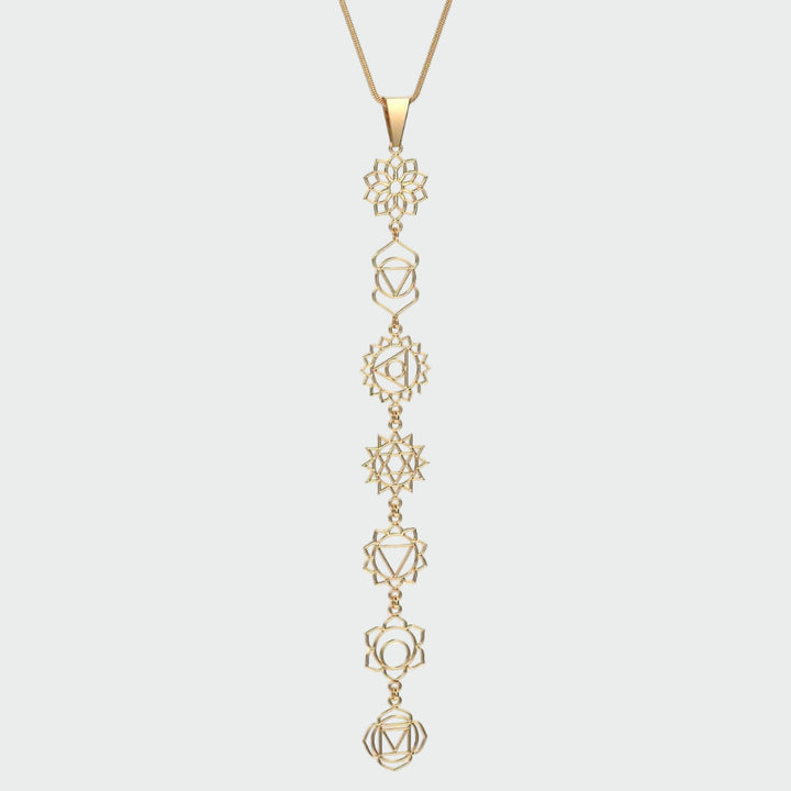 Collar de mujer 7 Chakras, acero inoxidable, joyería espiritual elegante para equilibrio.
