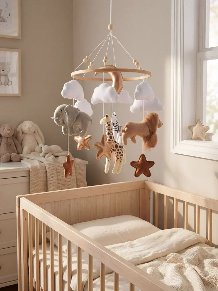 Decoración para cuna de madera, móvil educativo Montessori.