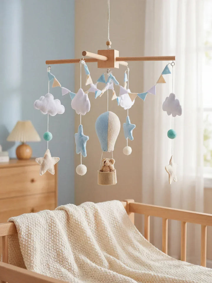 Móvil de cuna de madera, juguete sensorial educativo para bebé.