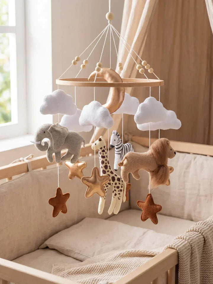 Juguete sensorial de madera Montessori para cuna, desarrollo temprano del bebé.