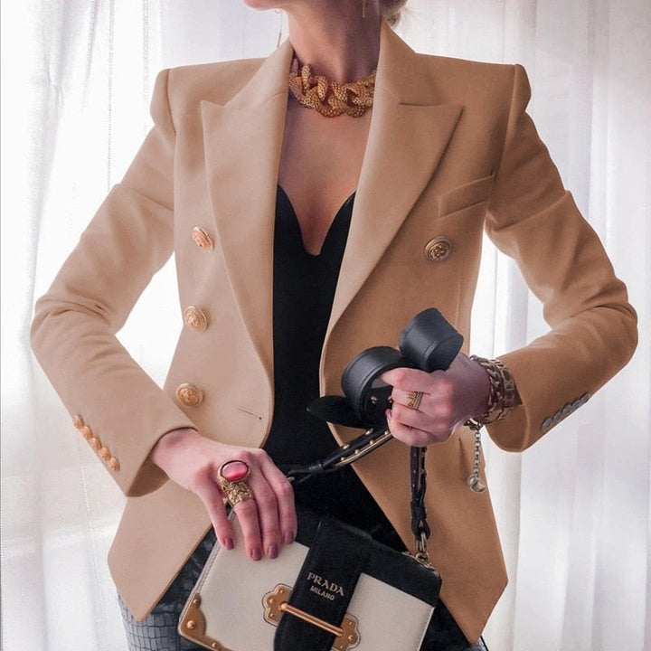 Chaqueta de traje moderna para mujer, elegante blazer femenino, ideal para oficina y estilo profesional versátil.