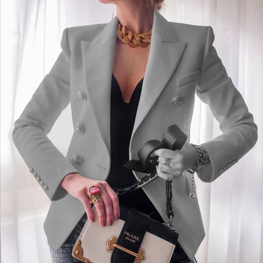 Elegante chaqueta de traje para mujer, blazer femenino de moda, ideal para un look profesional y sofisticado.