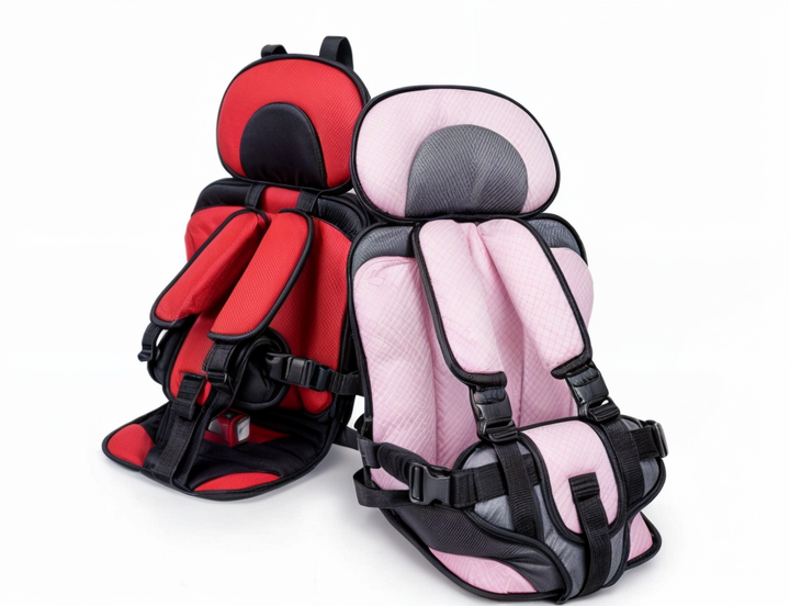 Silla de auto instalada en el coche, lista para un viaje familiar seguro y cómodo para bebés y niños.
