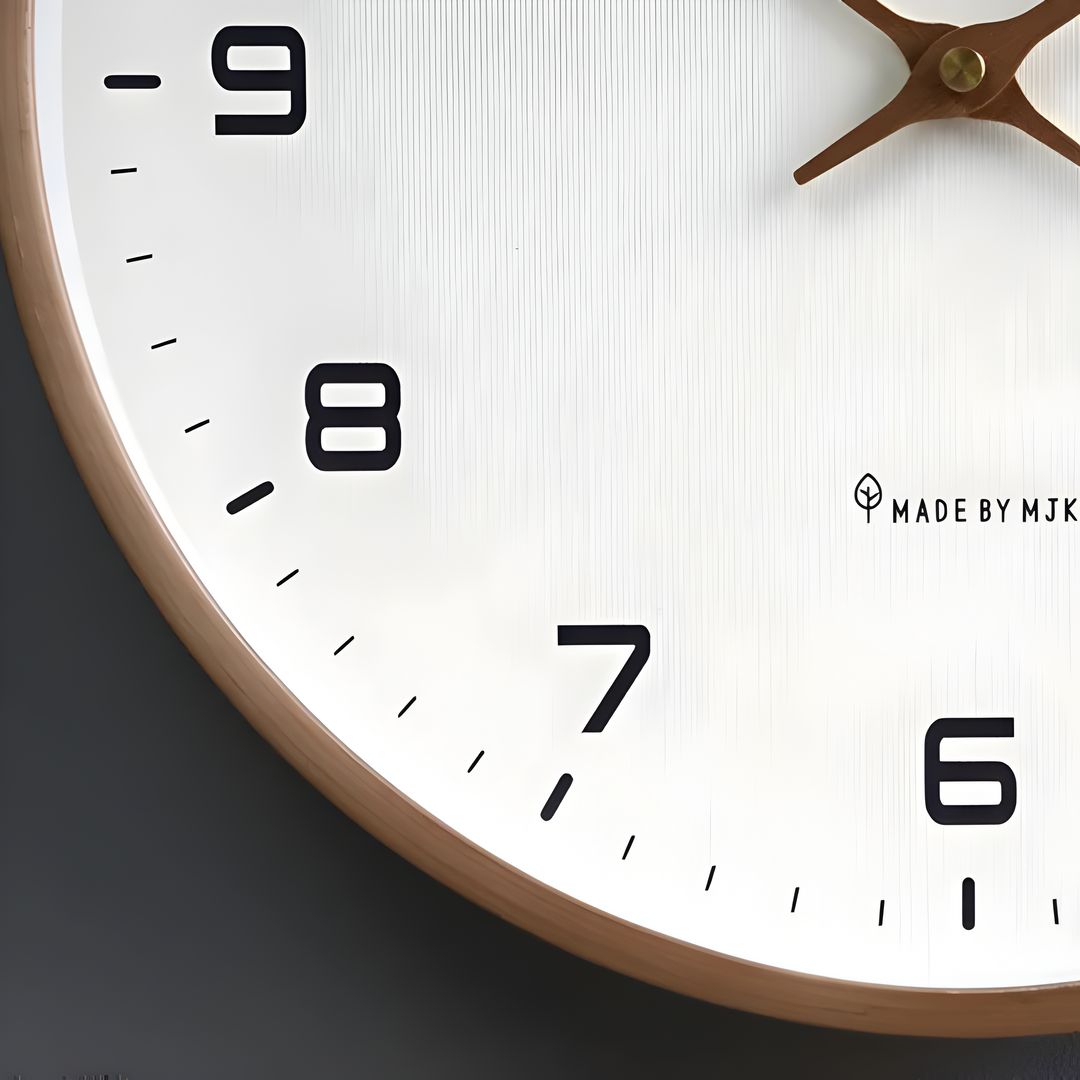 Reloj de pared redondo y moderno para sala de estar. Diseño silencioso, decoración minimalista.