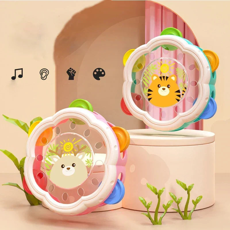 Conjunto de instrumentos de madera para bebés, estilo Montessori. Ideal para el desarrollo musical y motriz temprano.