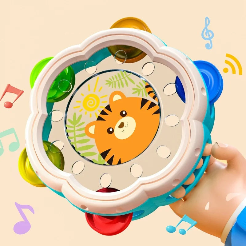 Kit sensorial de música Montessori para bebés. Incluye maracas y pandereta para estimulación y juego.