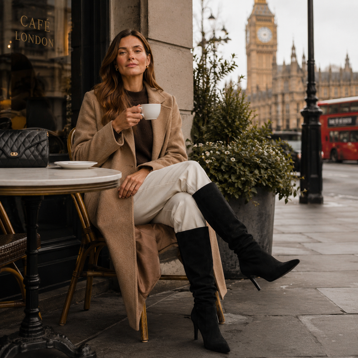 Impactantes botas altas para mujer con tacón de aguja. Calzado que estiliza, ideal para moda otoño-invierno.