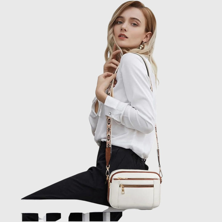 Bolso de hombro mujer con organizador interno. Correa floral ajustable, ideal para tus esenciales diarios.