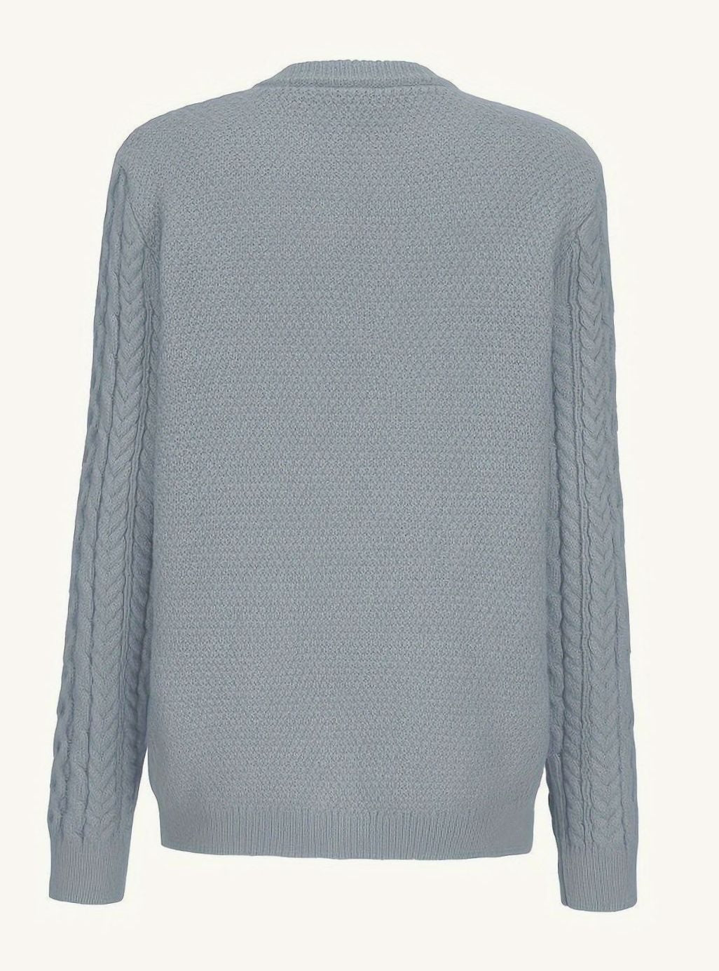 Cárdigan de moda otoño para mujer, punto trenzado. Con botones, corte relajado. Prenda elegante.