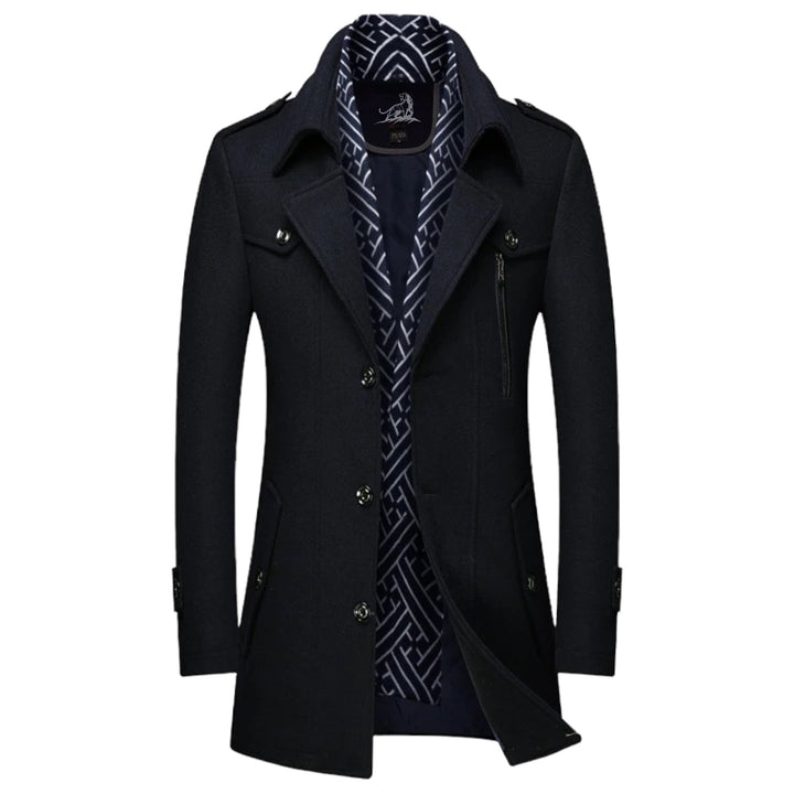 Abrigo de hombre outwear, diseño clásico con bolsillos y botones. Moda masculina versátil para el invierno.