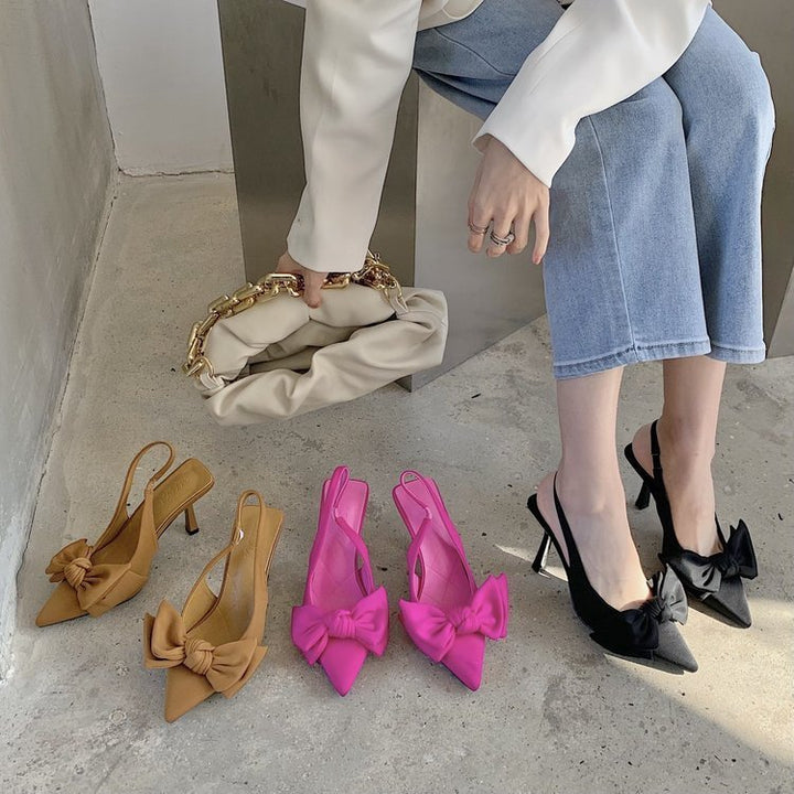 Tacones pumps de mujer con lazo, ideales para eventos de moda, fiesta u oficina. Confort femenino.
