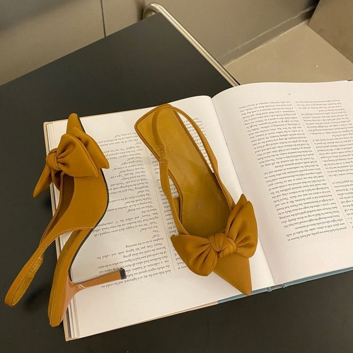 Zapatos de tacón para mujer, elegantes, con lazo decorativo. Ideales para fiesta, oficina y verano.