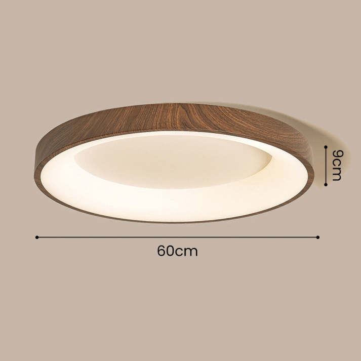Ambiente acogedor con esta lámpara de techo LED circular de madera. Iluminación moderna para todo el hogar.