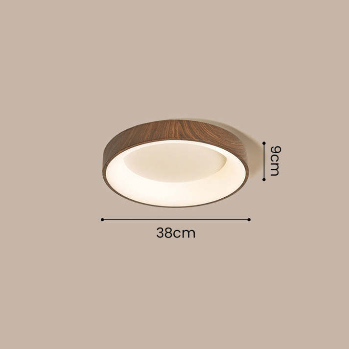 Luz decorativa y eficiente: lámpara de techo LED circular de madera natural, realza cualquier ambiente.