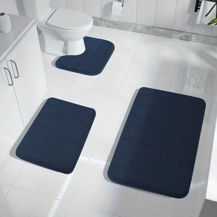 Alfombras de baño antideslizantes de espuma viscoelástica, juego de 3 para seguridad y comodidad.