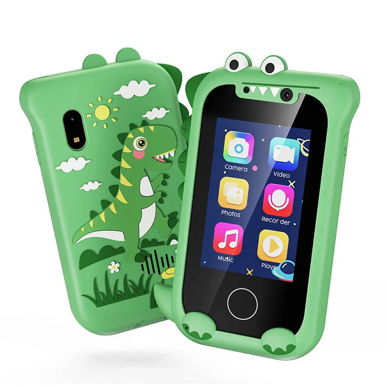 Smartphone educativo infantil con pantalla táctil, cámara para niños y funciones de aprendizaje interactivo.