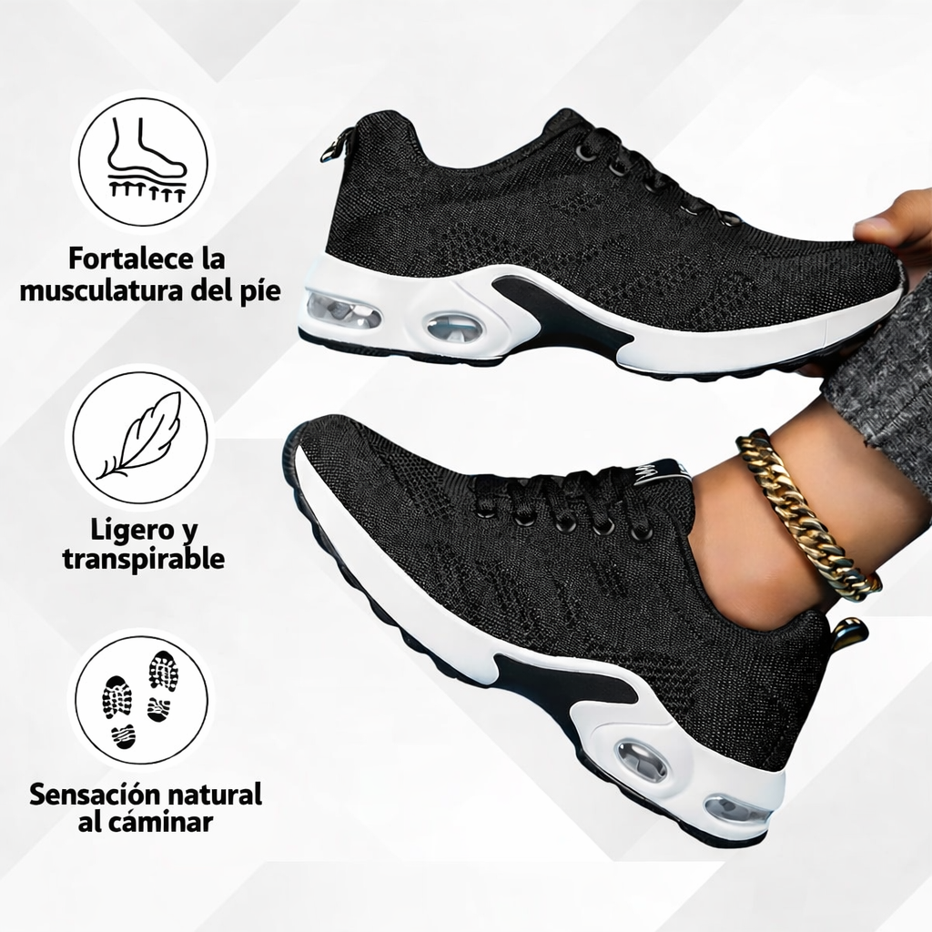 Zapatillas OrtoConfort ergonómicas para mujer, alivia el dolor de pies y mejora la salud al caminar.