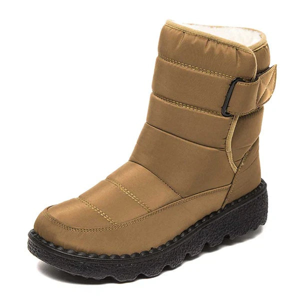Botas impermeables de mujer con forro de felpa, suela plana antideslizante y velcro. Perfectas para lluvia y nieve.