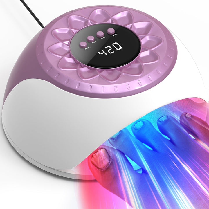 Tratamiento no invasivo de uñas con dispositivo LED de terapia de luz. Cuidado profesional para manos y pies en casa.