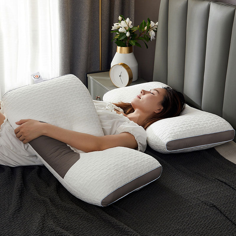 Almohada cervical ergonómica híbrida de soporte, ideal para el descanso y alivio del dolor de cuello y hombros.