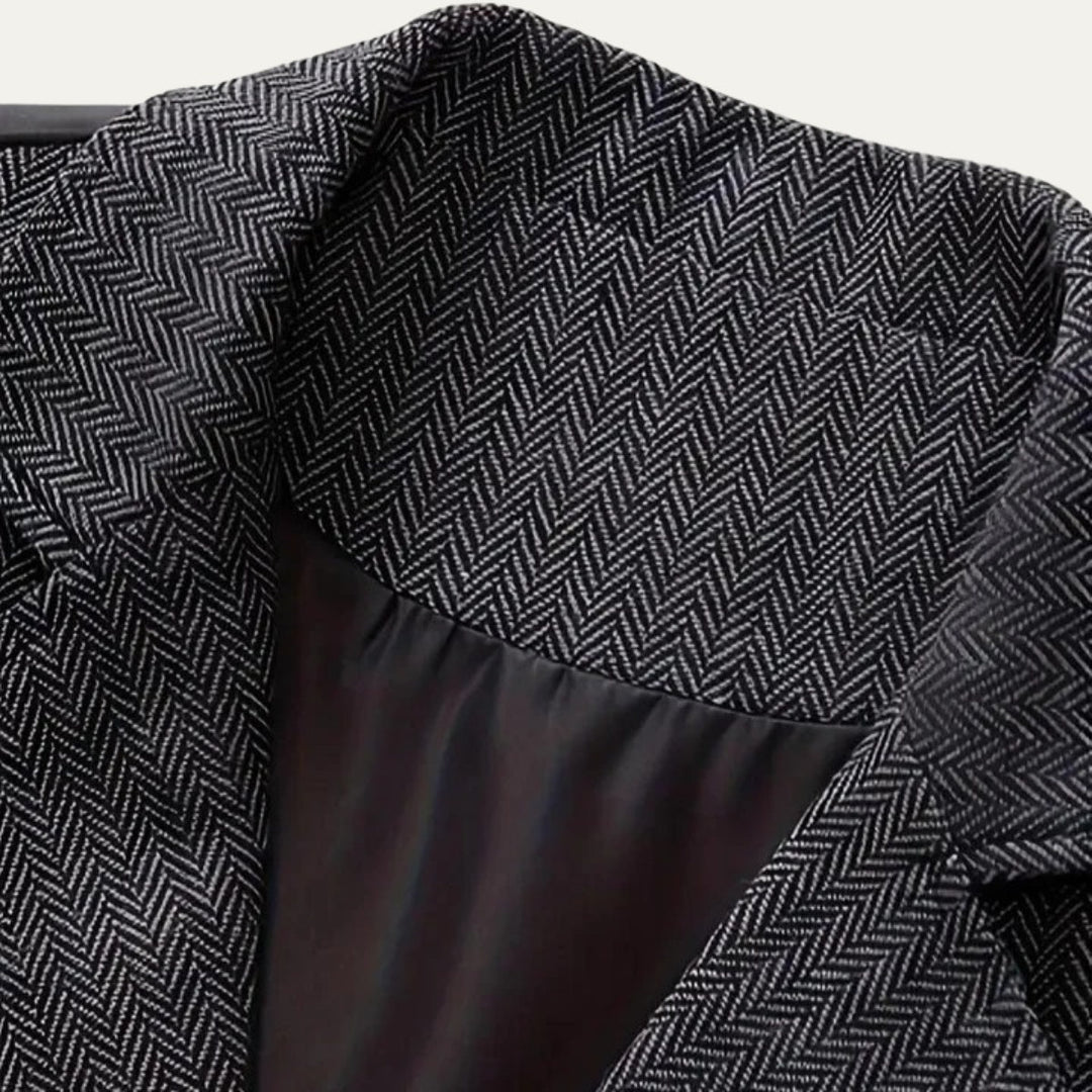 Chaleco de tweed entallado de espiga, para hombre.