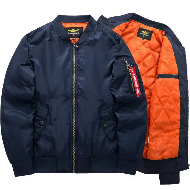 Chaqueta bomber acolchada impermeable para hombre. Protección y moda casual masculina, ideal para el frío.