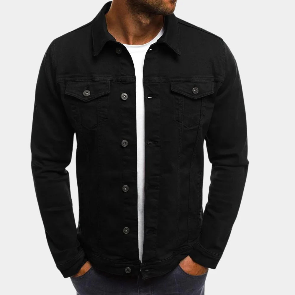 Chaqueta vaquera duradera estilo trucker para hombre, prenda exterior clásica.