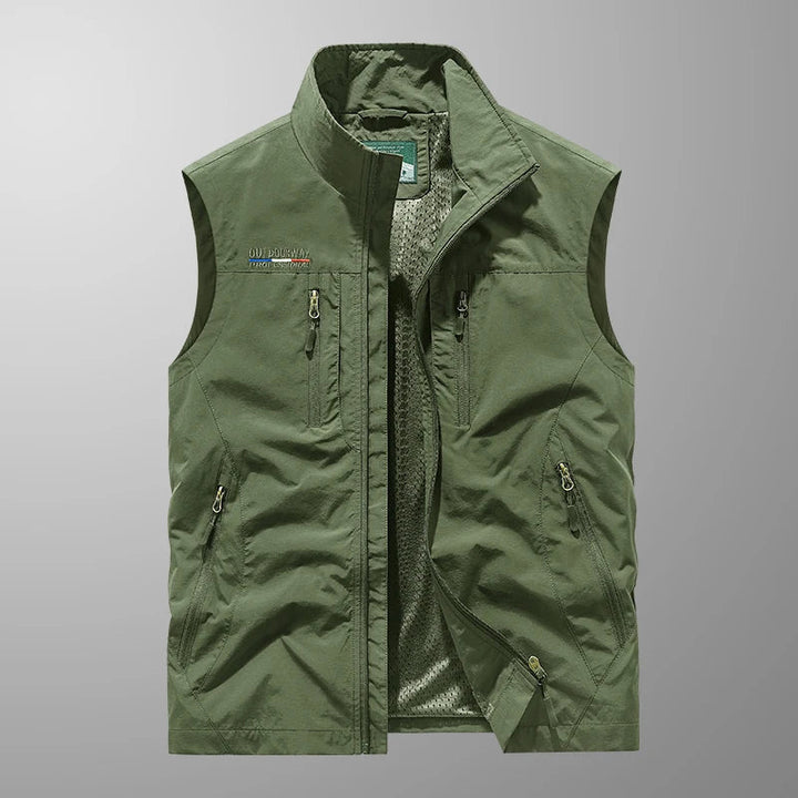 Chaleco ligero de hombre multibolsillos, ideal para senderismo, pesca y actividades al aire libre, transpirable.