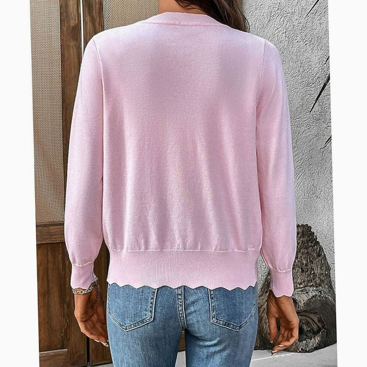 Cárdigan versátil de punto para mujer, cuello V festoneado y botones, perfecto para cualquier ocasión.