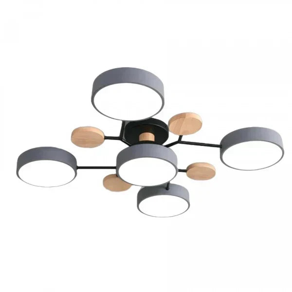 Luz LED moderna, candelabro escandinavo ramificado, ideal para iluminación de diseño.