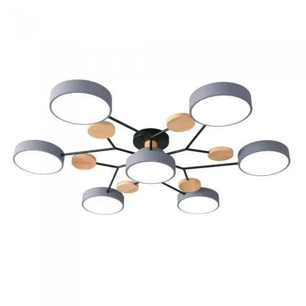 Candelabro LED para el hogar, ramificado estilo escandinavo, iluminación de techo sofisticada.