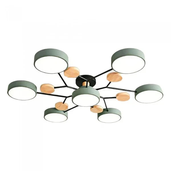 Candelabro de diseño LED, ramificado, estilo escandinavo para una luz de techo única.