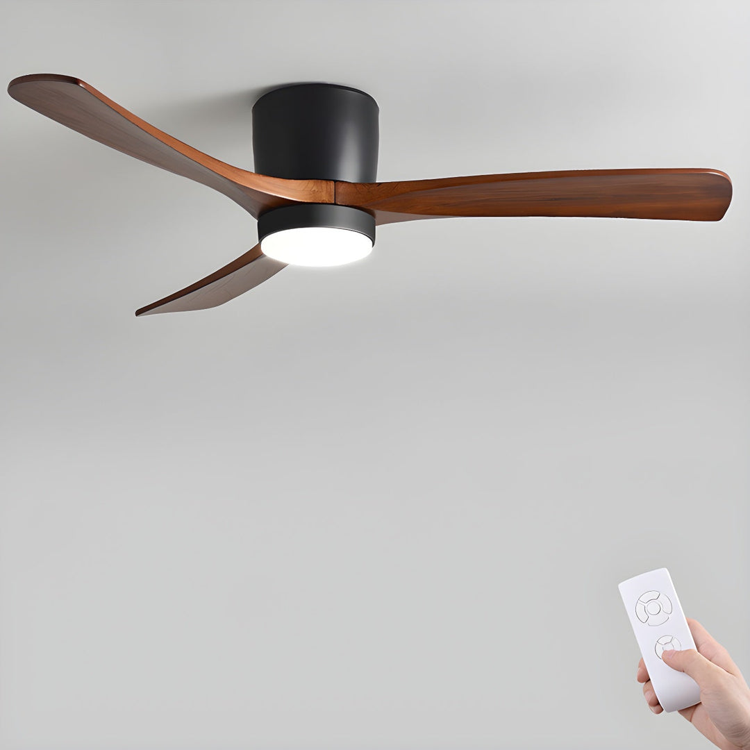 Ventilador de techo con luz LED ajustable y estilo moderno nórdico, control a distancia.
